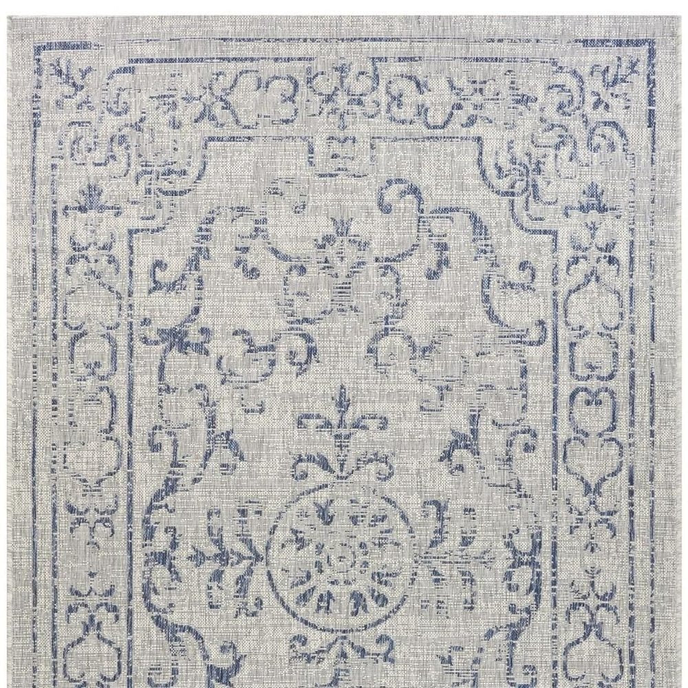 5' X 8' Blue And Gray Indoor Outdoor Area Rug