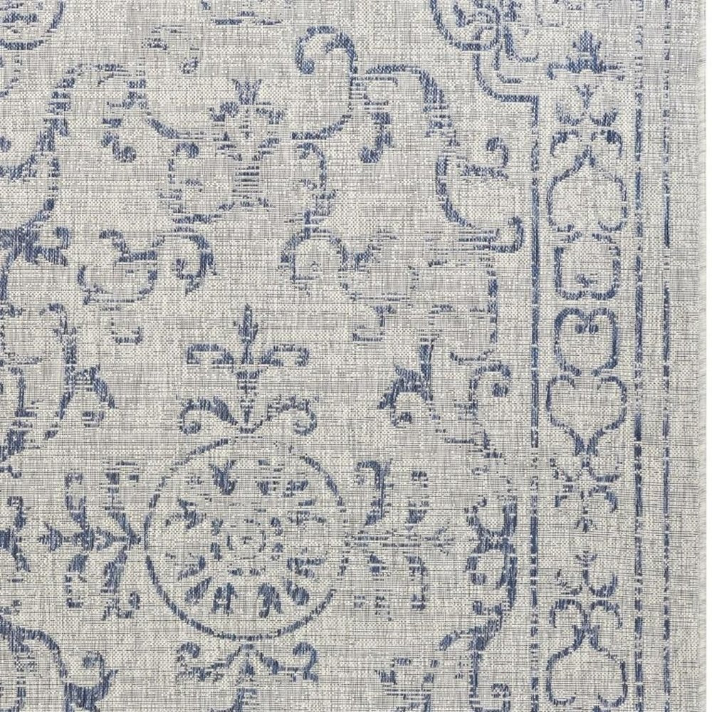 5' X 8' Blue And Gray Indoor Outdoor Area Rug