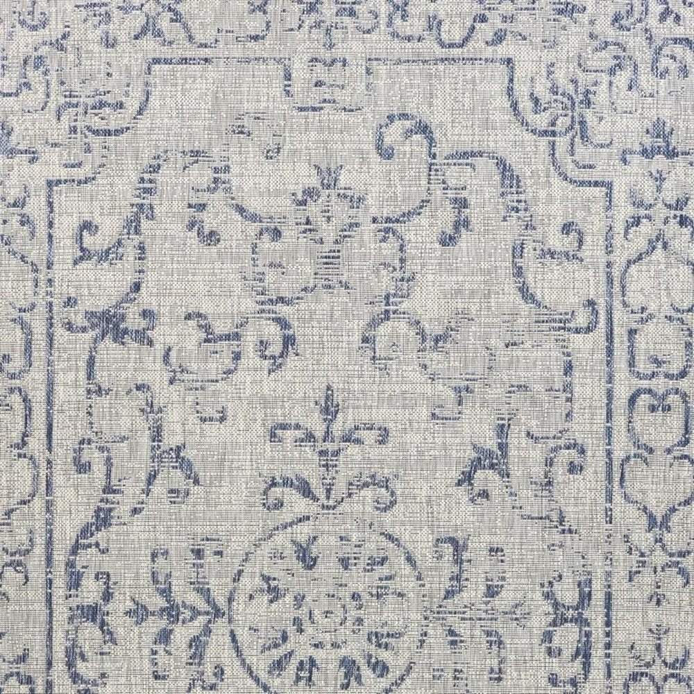 5' X 8' Blue And Gray Indoor Outdoor Area Rug