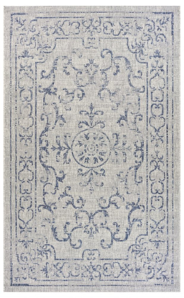 5' X 8' Blue And Gray Indoor Outdoor Area Rug