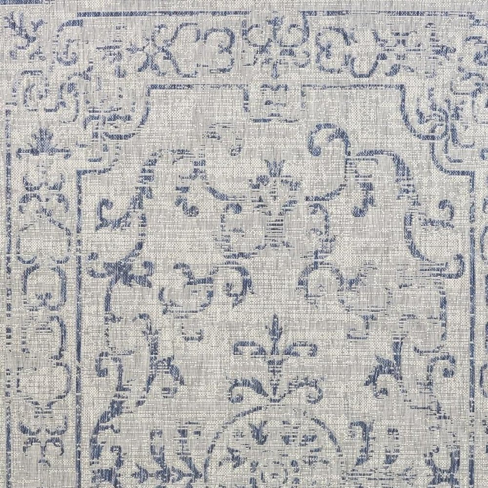 5' X 8' Blue And Gray Indoor Outdoor Area Rug