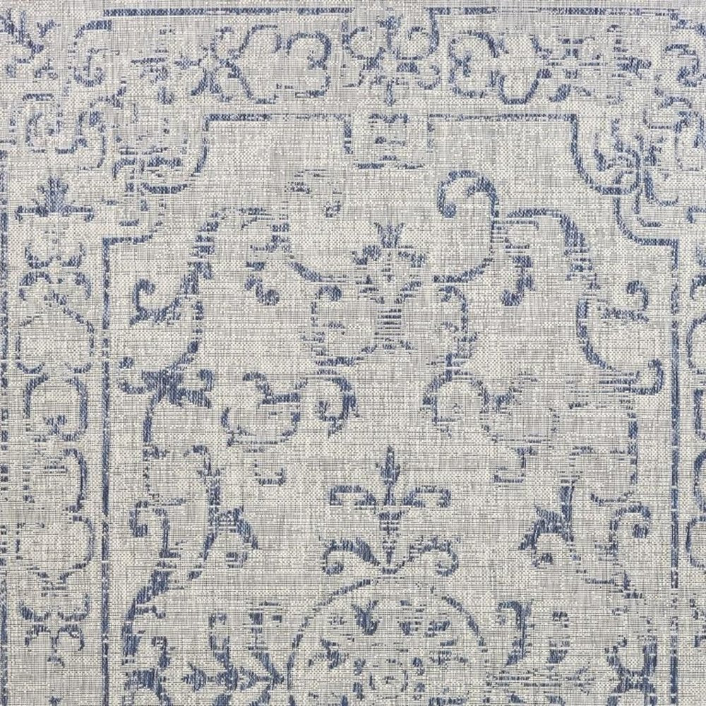 5' X 8' Blue And Gray Indoor Outdoor Area Rug