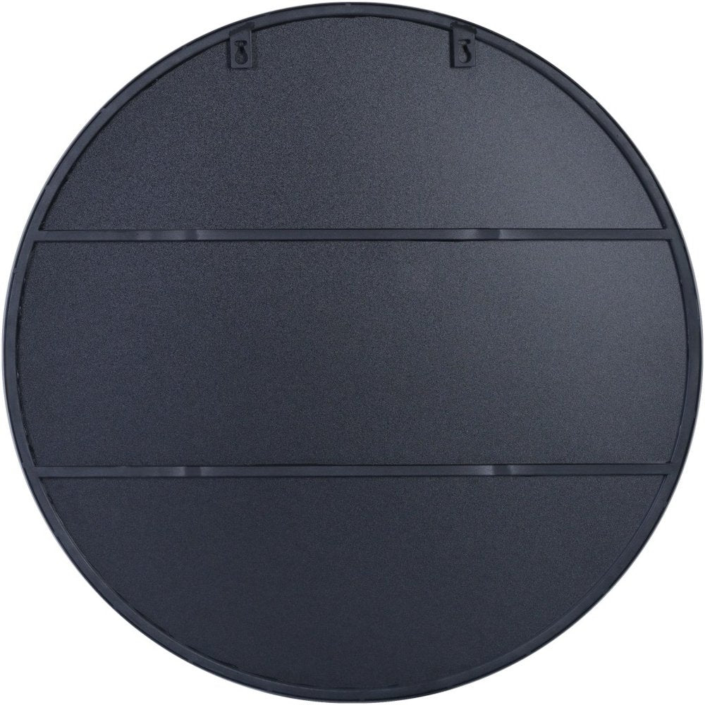 32" Black Round Metal Framed Accent Mirror
