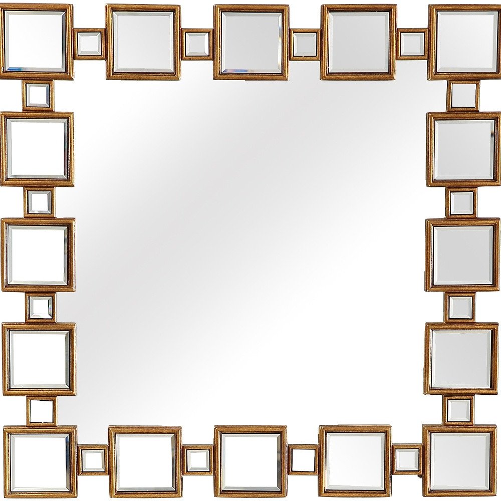 32" Gold Square Framed Accent Mirror