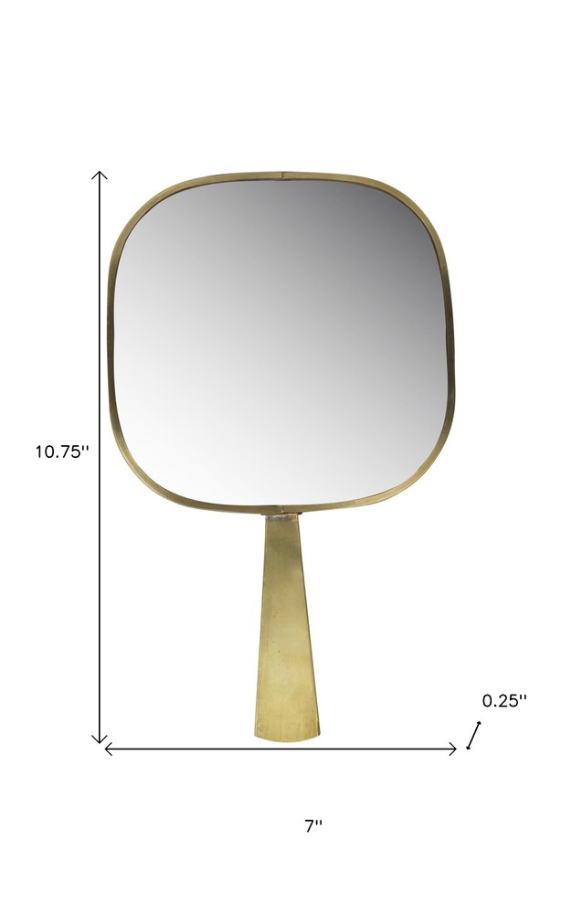11" Golden Square Frame Handheld Mirror