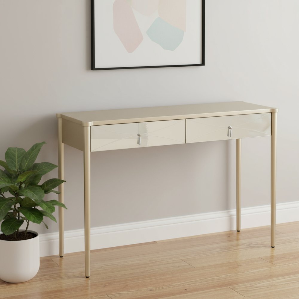 48" Champagne Mirrored Glass Console Table