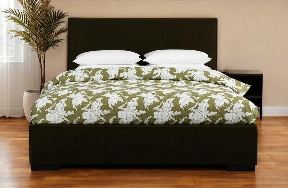 Beige Faux Leather King Bed Frame