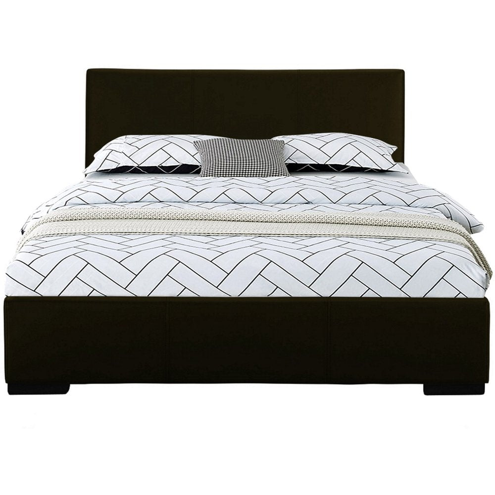 Beige Faux Leather King Bed Frame