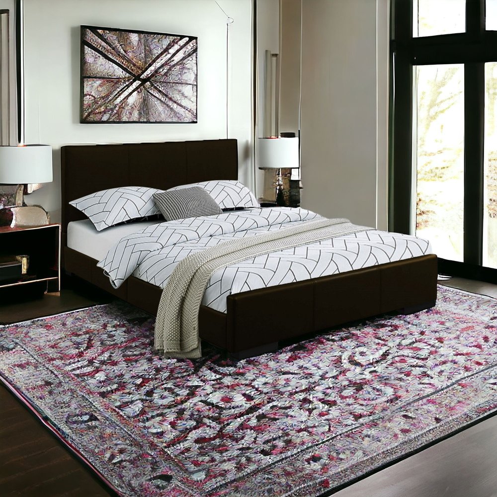 Beige Faux Leather King Bed Frame