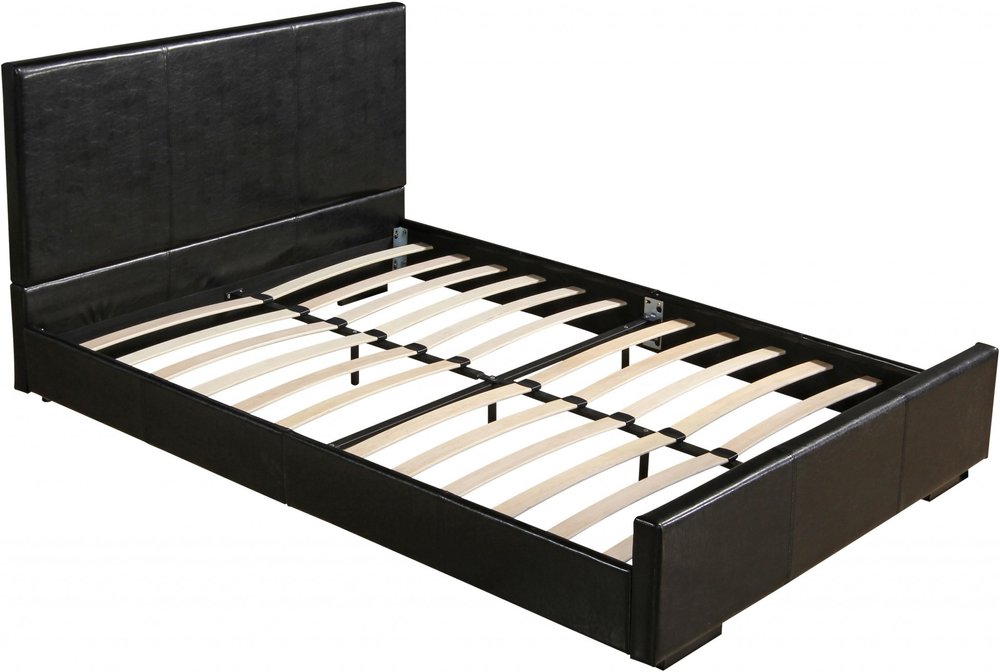 Beige Faux Leather King Bed Frame