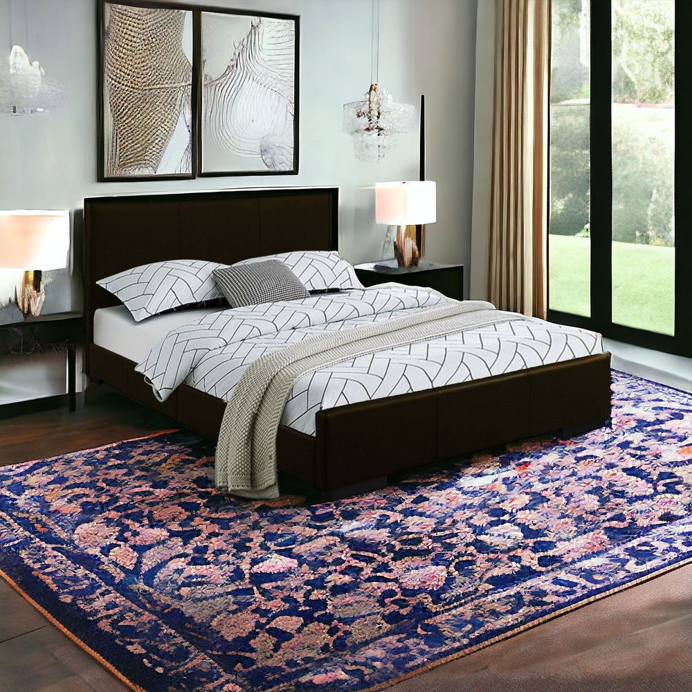 Beige Faux Leather King Bed Frame