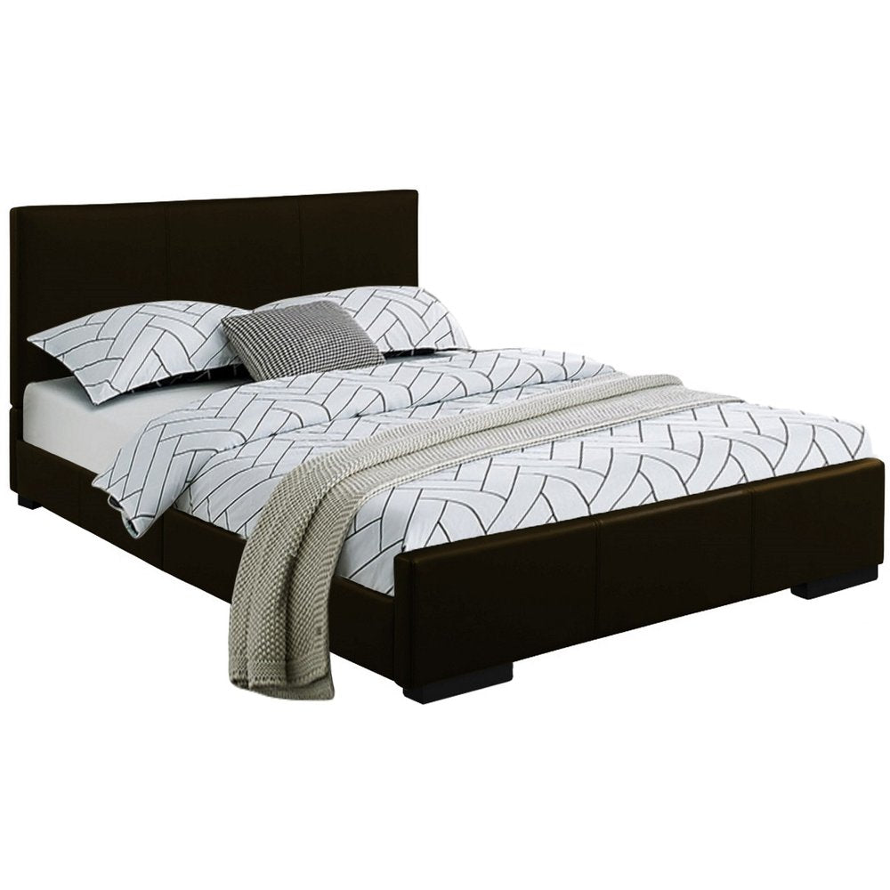 Beige Faux Leather King Bed Frame