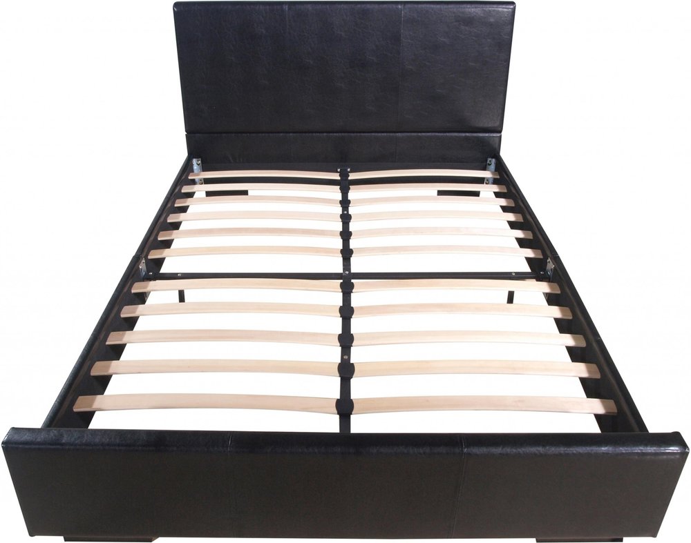 Beige Faux Leather King Bed Frame