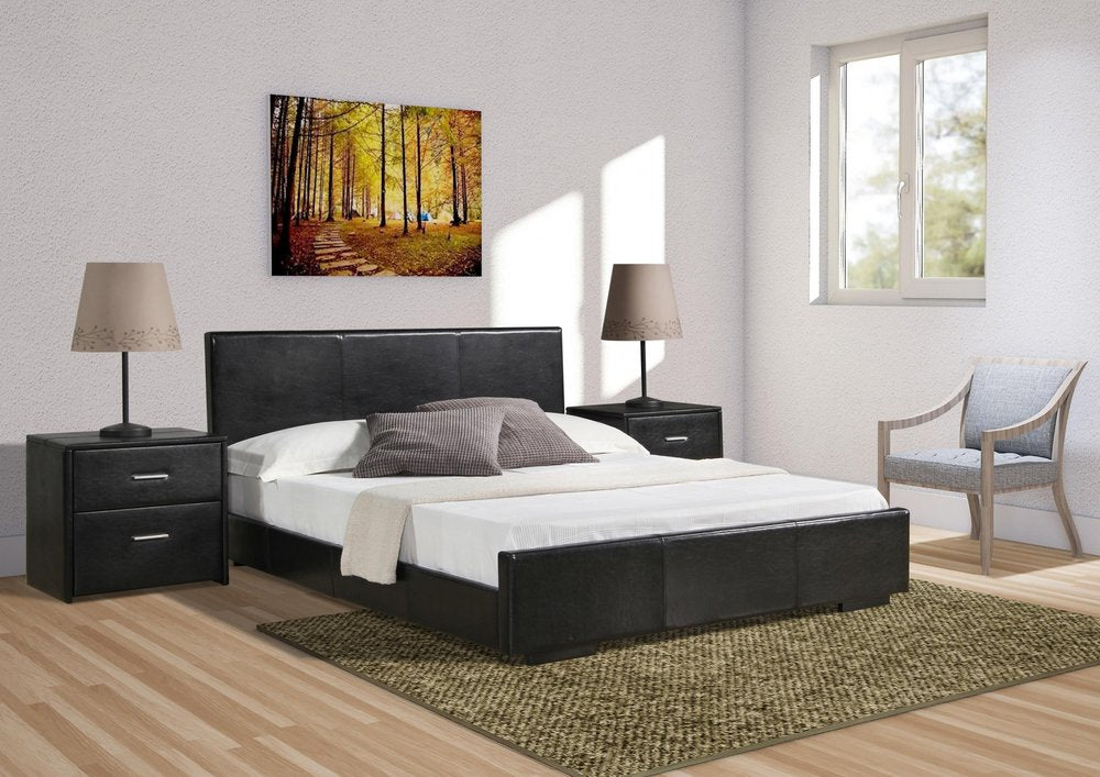 Beige Faux Leather King Bed Frame
