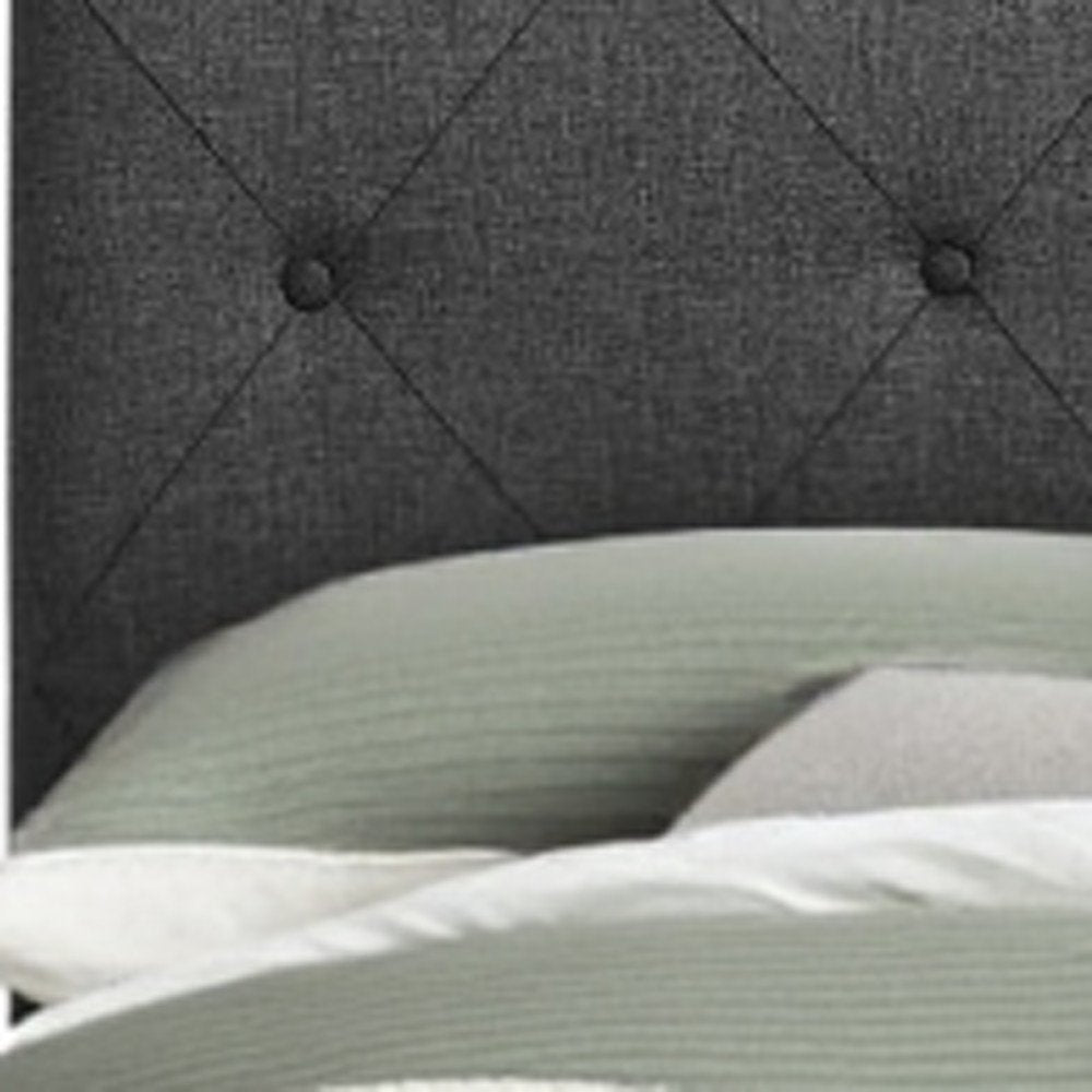Gray Tufted Upholstered Queen Bed Frame