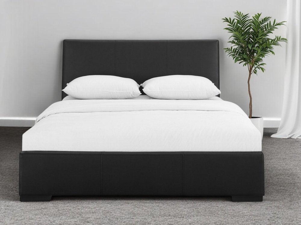 Beige Faux Leather King Bed Frame