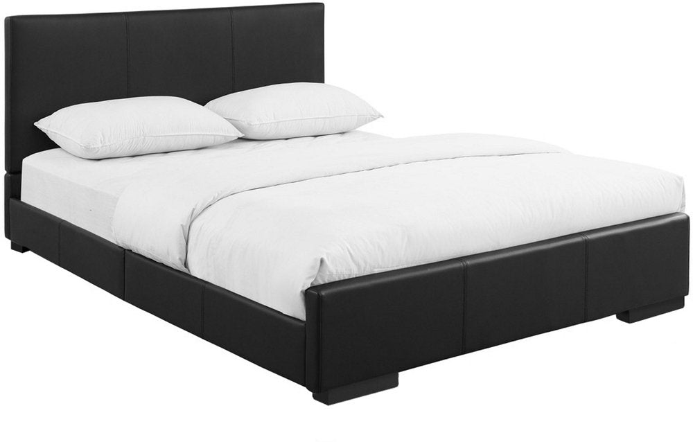 Beige Faux Leather King Bed Frame