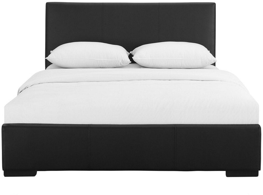 Beige Faux Leather King Bed Frame
