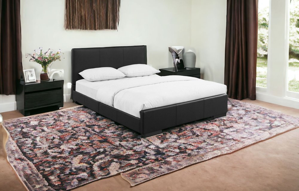 Beige Faux Leather King Bed Frame
