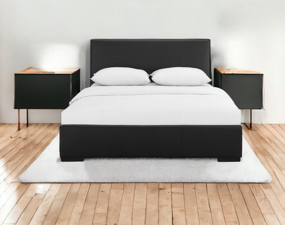 Beige Faux Leather King Bed Frame