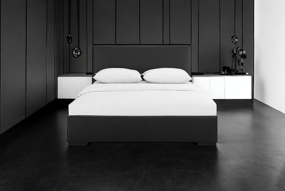 Beige Faux Leather King Bed Frame