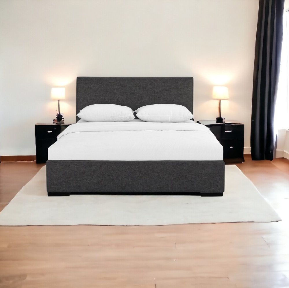 Beige Faux Leather King Bed Frame