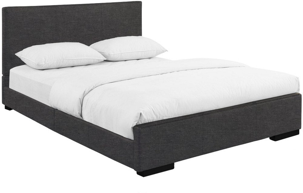 Beige Faux Leather King Bed Frame
