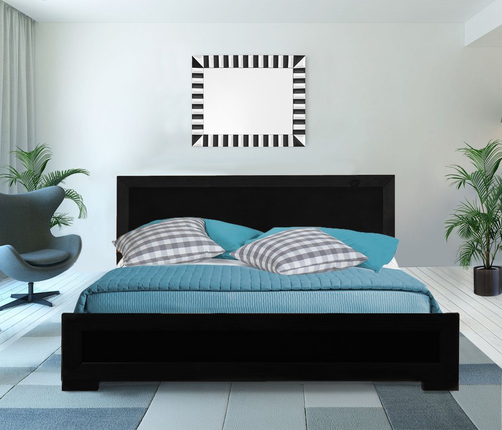 White Solid and Manufactured Wood Queen Bed Frame