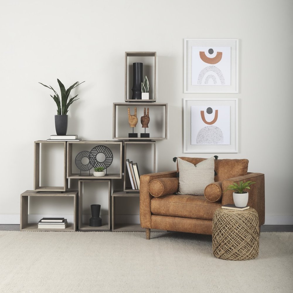 17" Black Abstract Cylinder Ceramic Table Vase