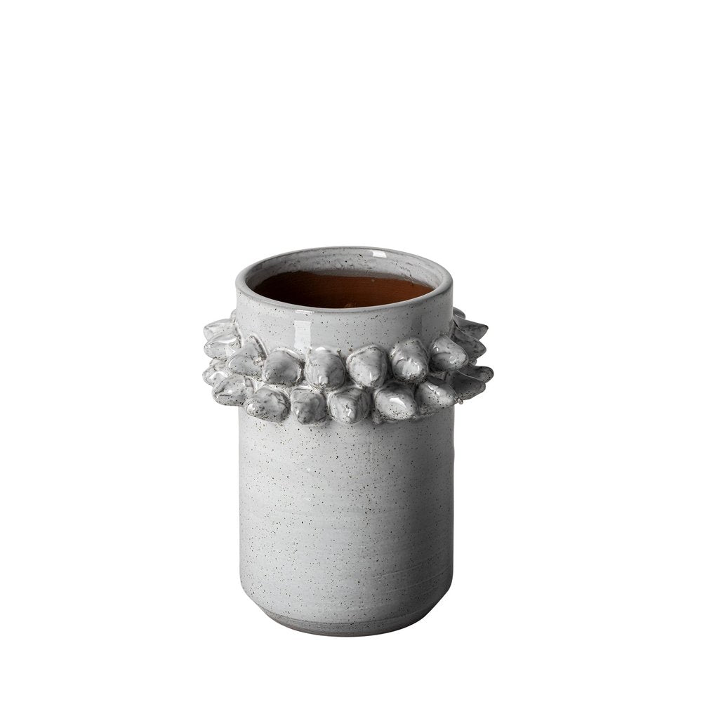 7" Gray Abstract Cylinder Spikey Ceramic Table Vase
