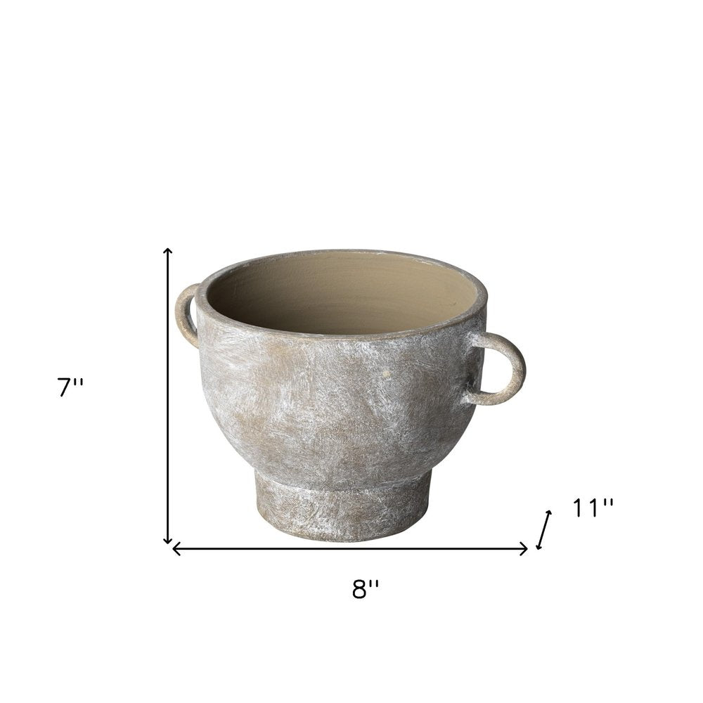 7" Brown Abstract Cylinder Ceramic Table Vase
