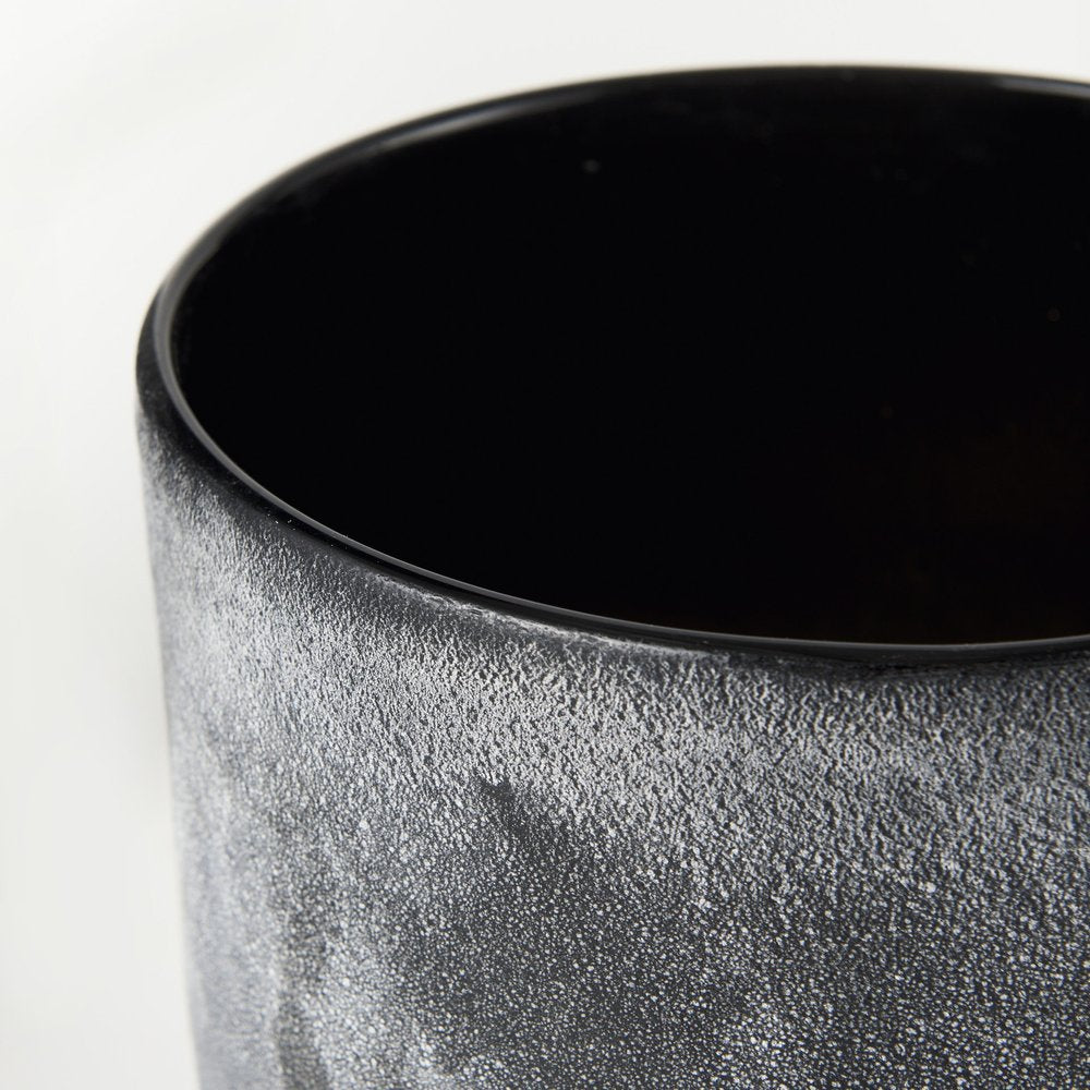 9" Brown And Black Abstract Cylinder Ceramic Table Vase