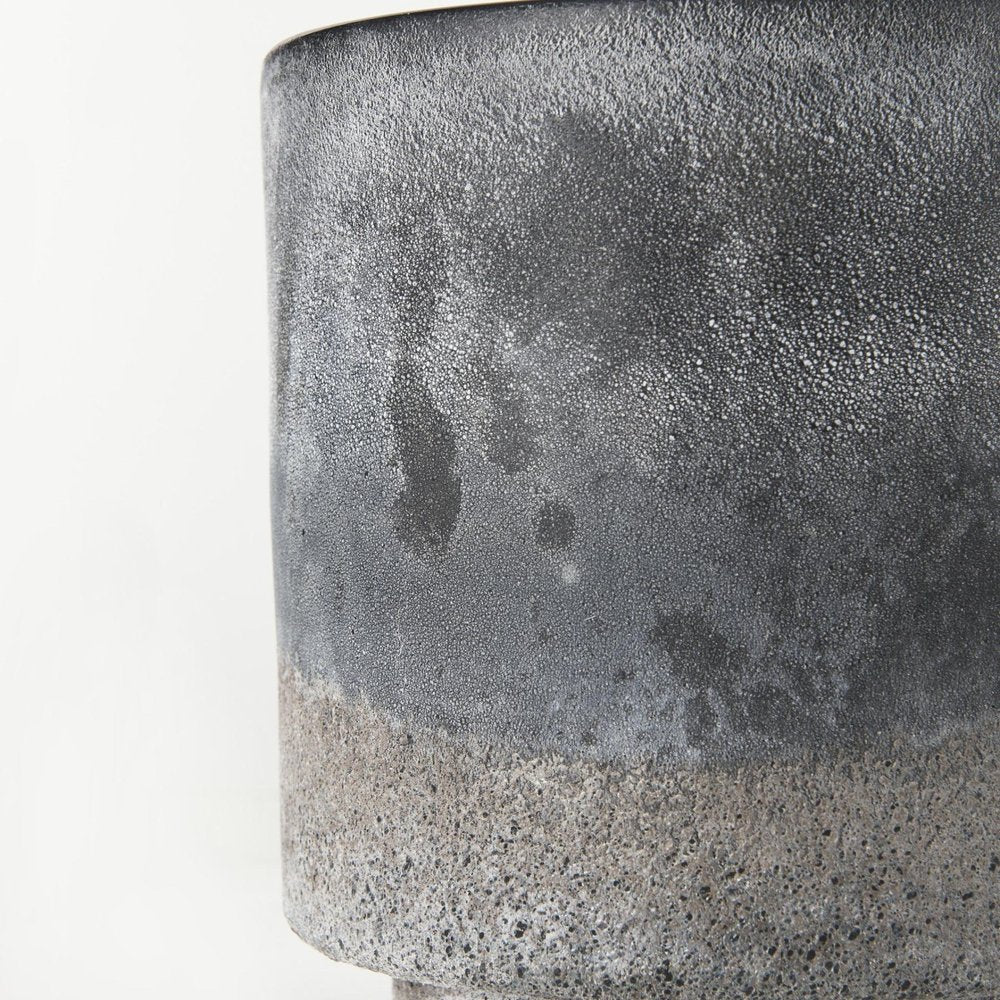 9" Brown And Black Abstract Cylinder Ceramic Table Vase