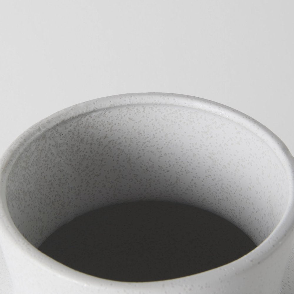 11" White Abstract Cylinder Ceramic Table Vase