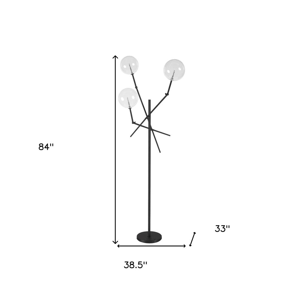 84" Black LED Floor Lamp With White