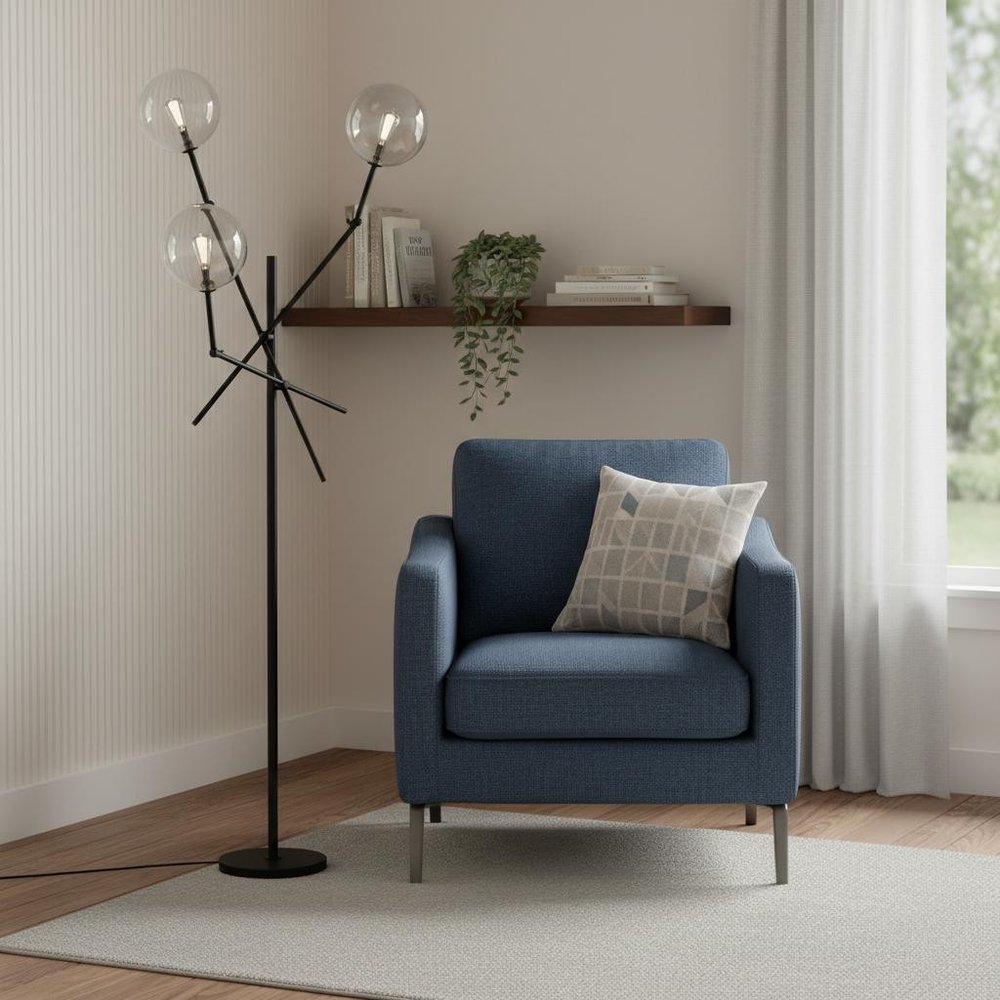 84" Black LED Floor Lamp With White