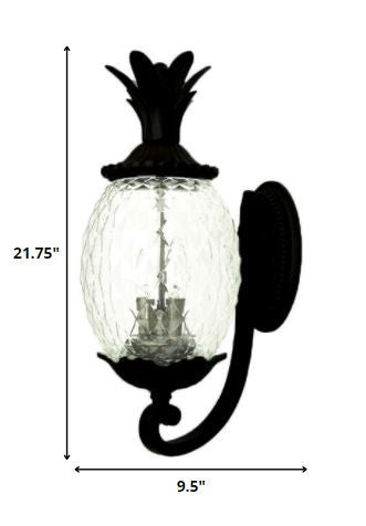 Black And Clear Three Light Crackled Dimmable Outdoor Hanging Lights With Black And Clear Shades
