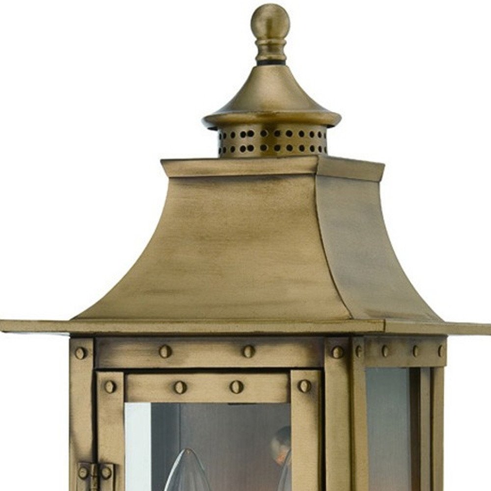 Brass And Clear Two Light Transparent Dimmable Outdoor Hanging Lights With Brass And Clear Shades