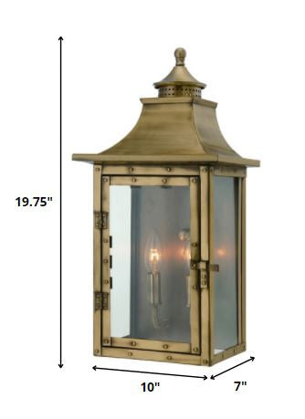 Brass And Clear Two Light Transparent Dimmable Outdoor Hanging Lights With Brass And Clear Shades