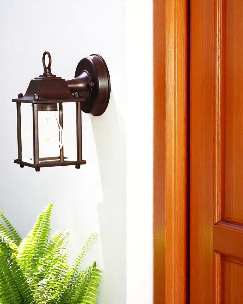 Dark Brown Hanging Glass Lantern Wall Light