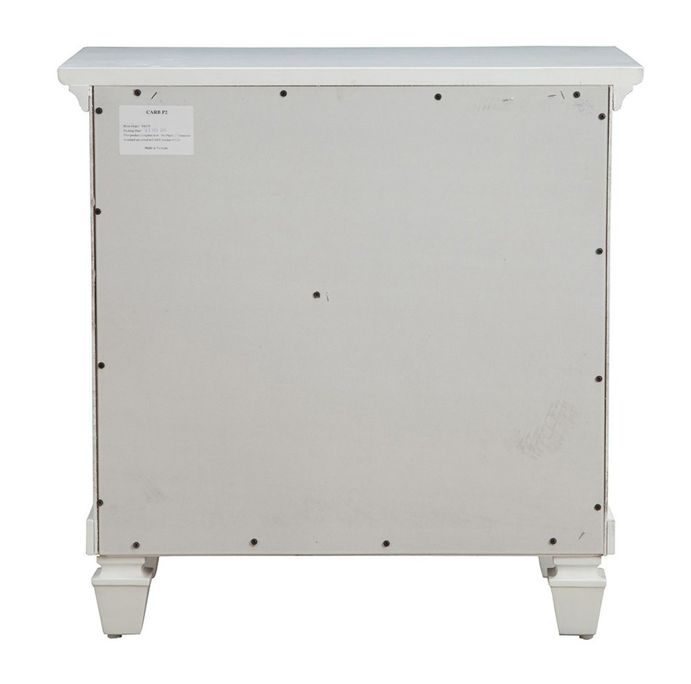 28" White Wood Three Drawer Nightstand