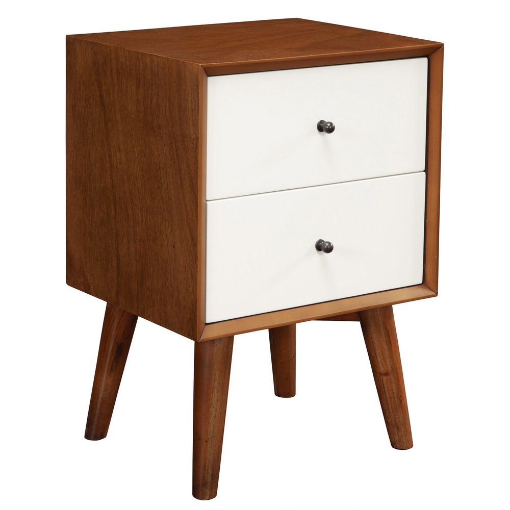 26" Solid Wood and Wood Two Drawer Nightstand