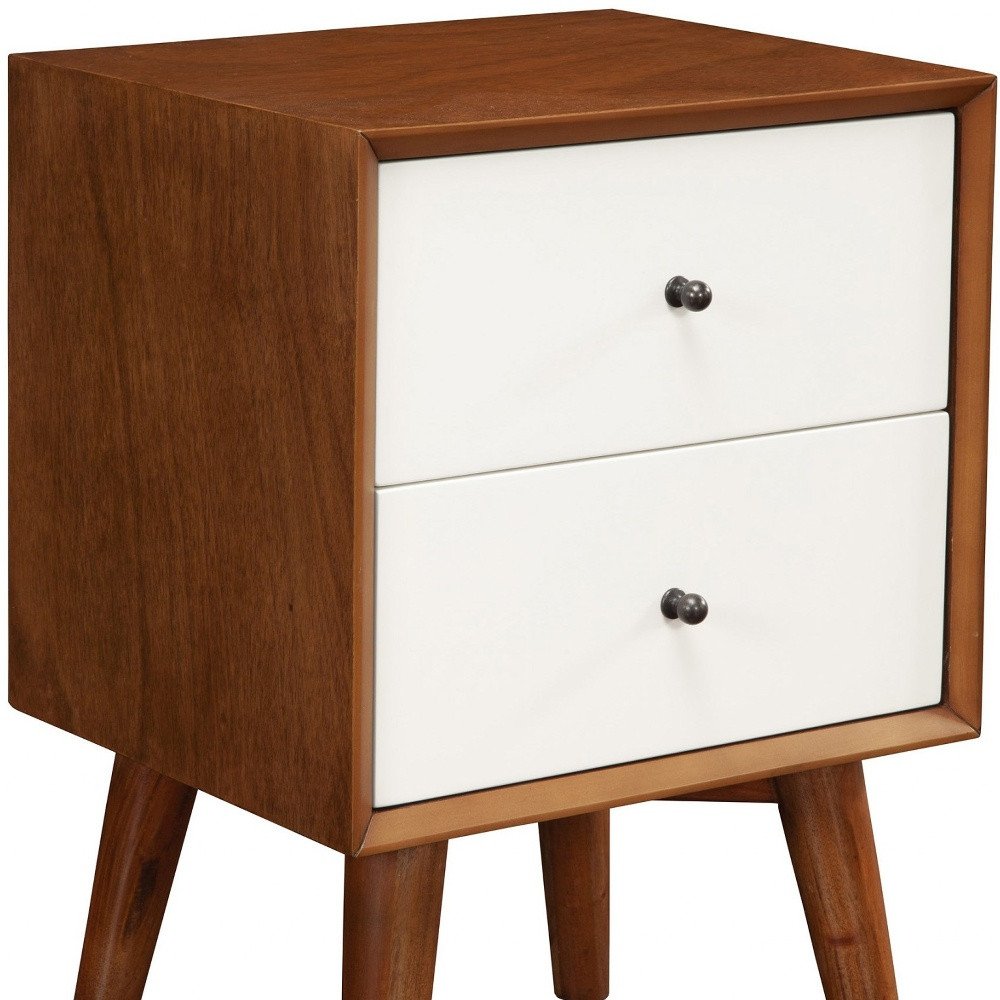 26" Solid Wood and Wood Two Drawer Nightstand