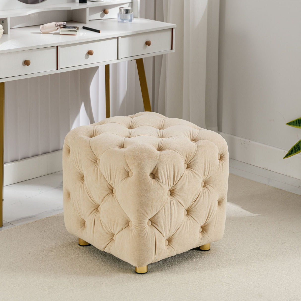 Modern Velvet Upholstered Ottoman, Exquisite Small End Table, Soft Foot Stool, Dressing Makeup Chair, Comfortable Seat For Living Room, Bedroom, Entrance by Couch.com