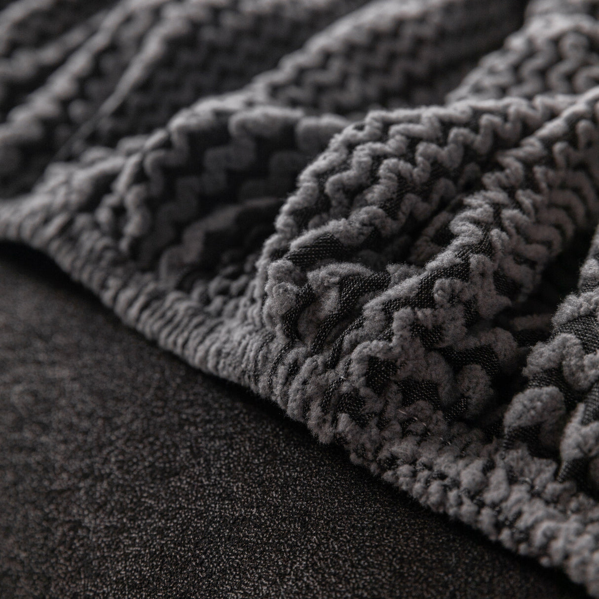 Modern Textured Stretch Sofa Cover, Plush Fleece Sofa Slipcover with 3D Stripe Texture