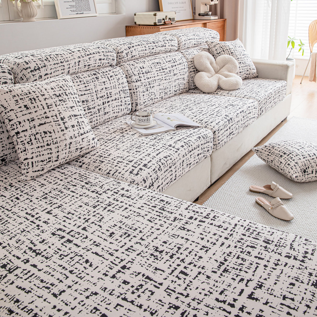 Stretch Individual Cushion Slipcovers, Furniture Protector with Elastic Bottom, Couch Cover Replacement