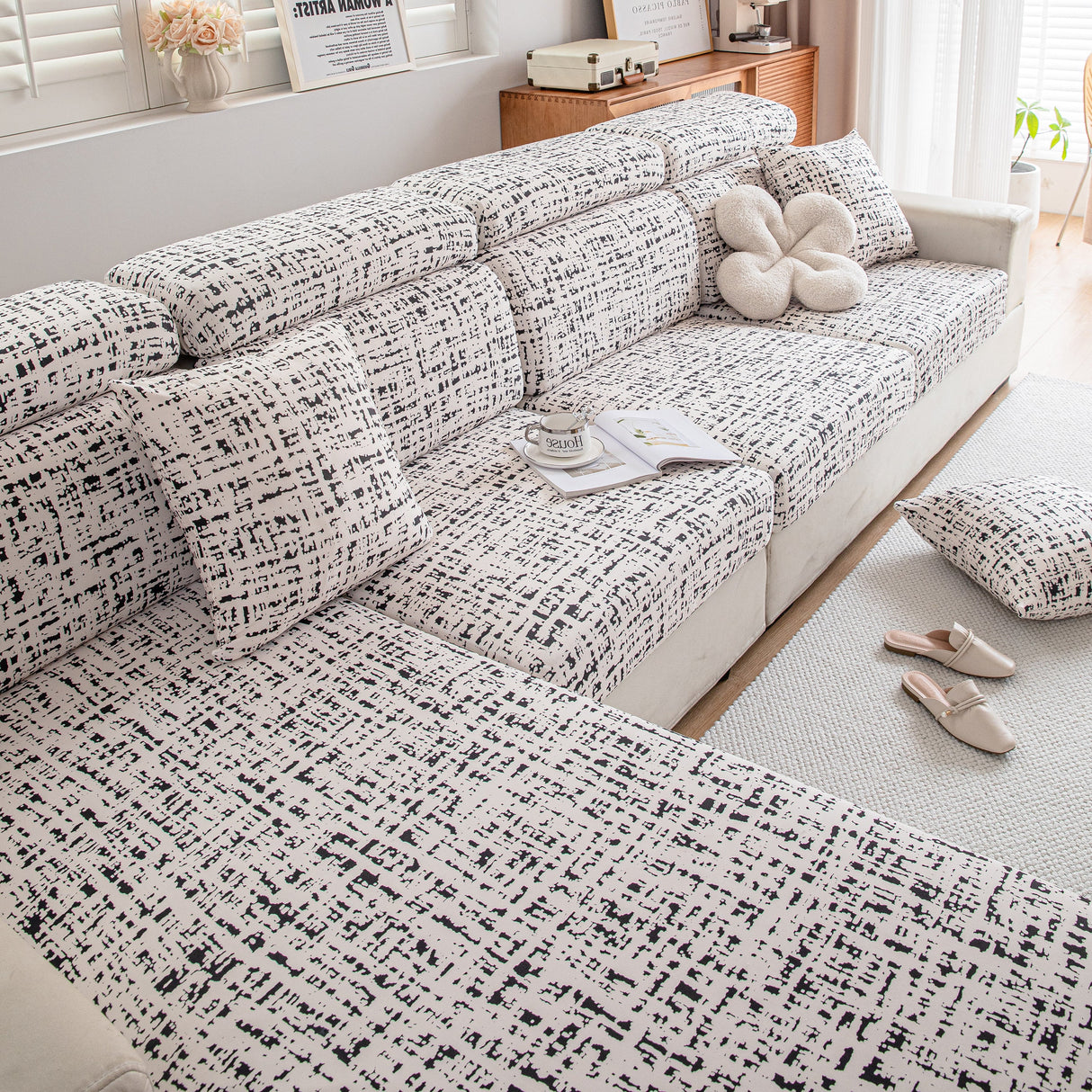 Stretch Individual Cushion Slipcovers, Furniture Protector with Elastic Bottom, Couch Cover Replacement