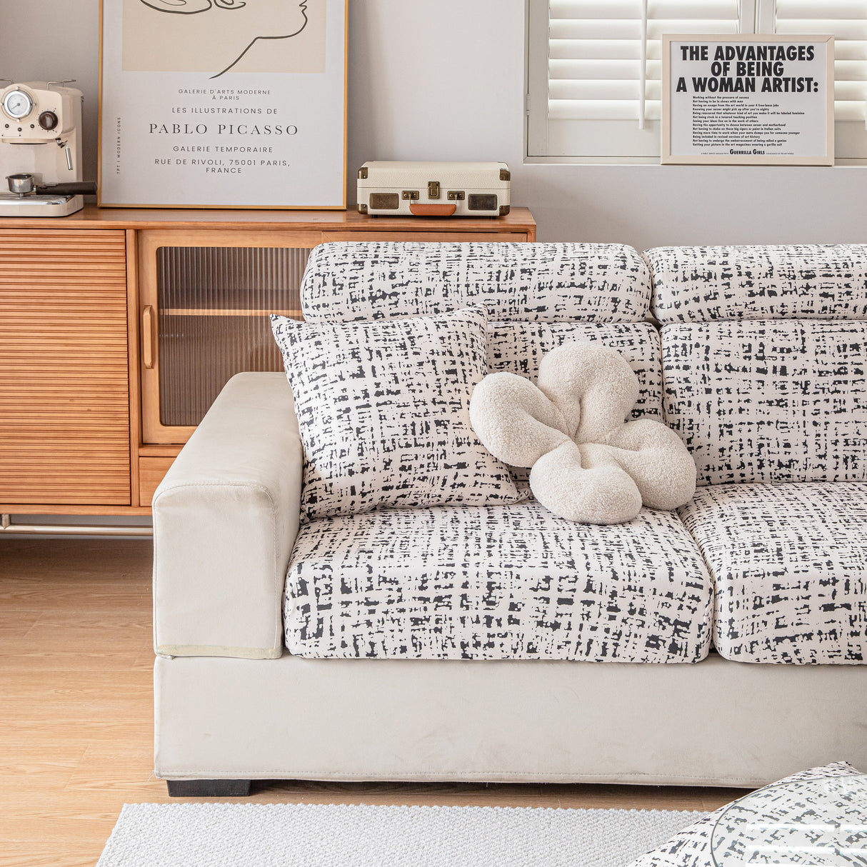 Stretch Individual Cushion Slipcovers, Furniture Protector with Elastic Bottom, Couch Cover Replacement