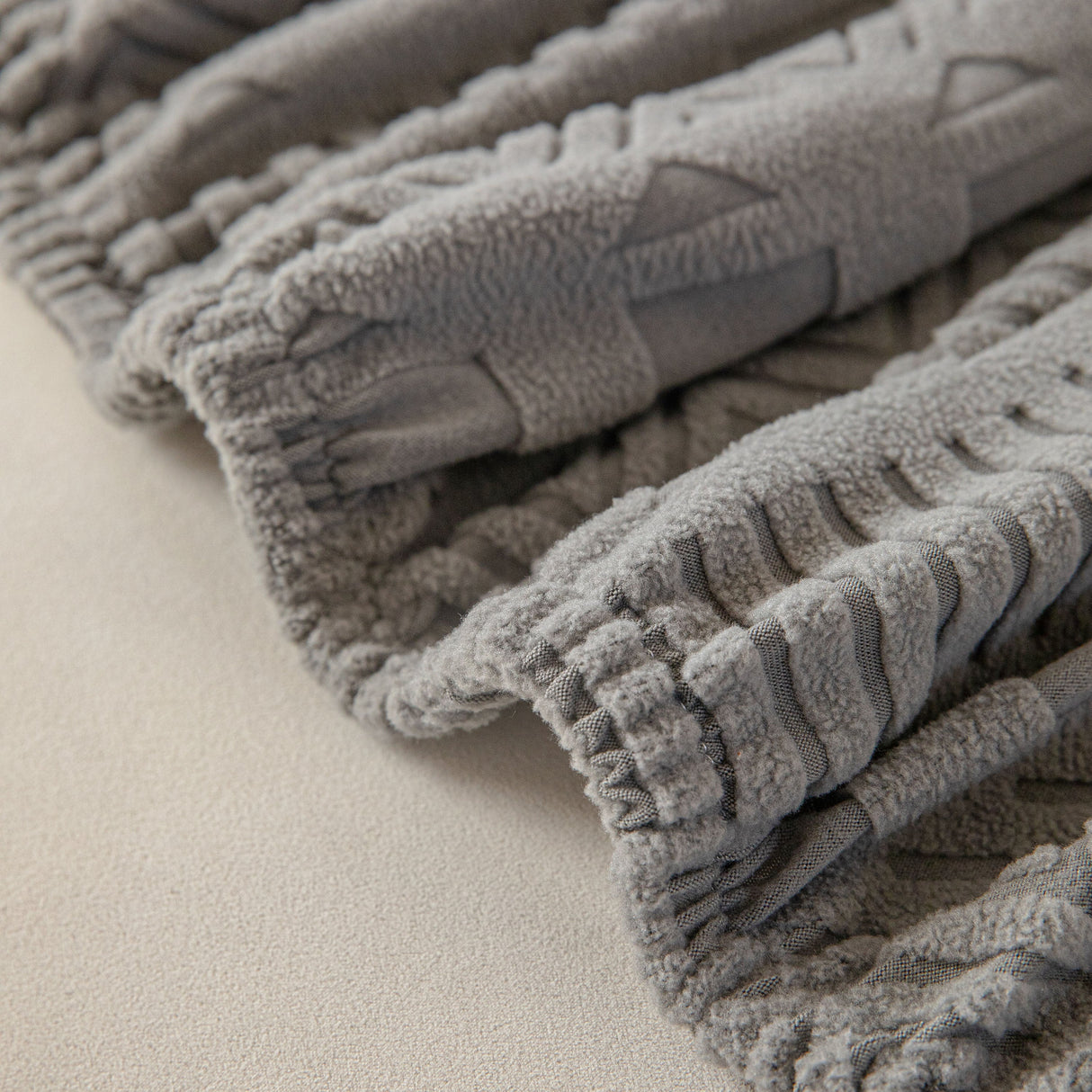 High Stretch Embossed Geometric Slipcover for Couch, Cozy Plush Fleece Couch Cover