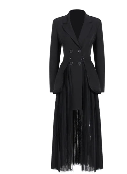 Black Blazer and Fringe Skirt Set (One Set)